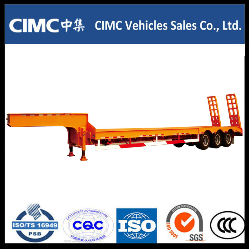 Cimc 3 Achse 70ton Low Bed Semi Trailer mit hydraulischer Rampe